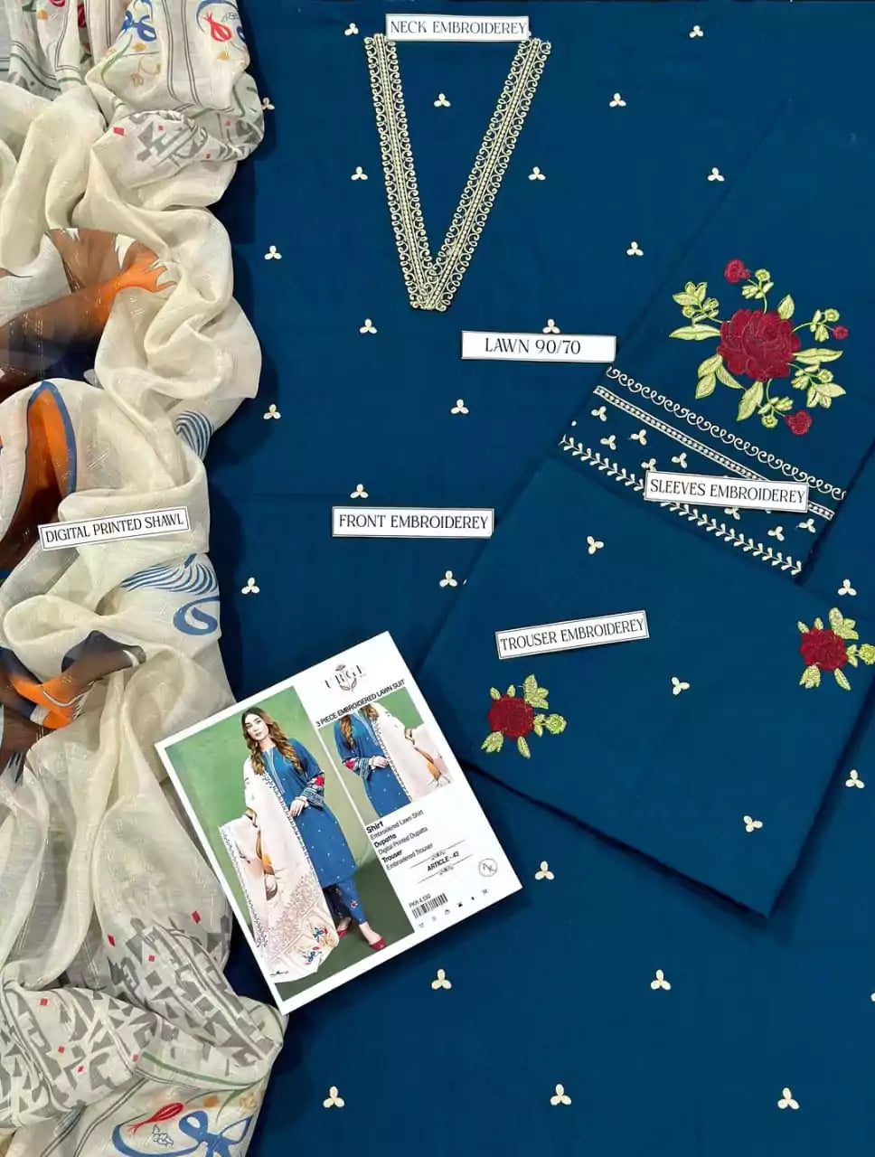 ZARA SHAH JAHAN - 3PC LAWN EMBROIDERED