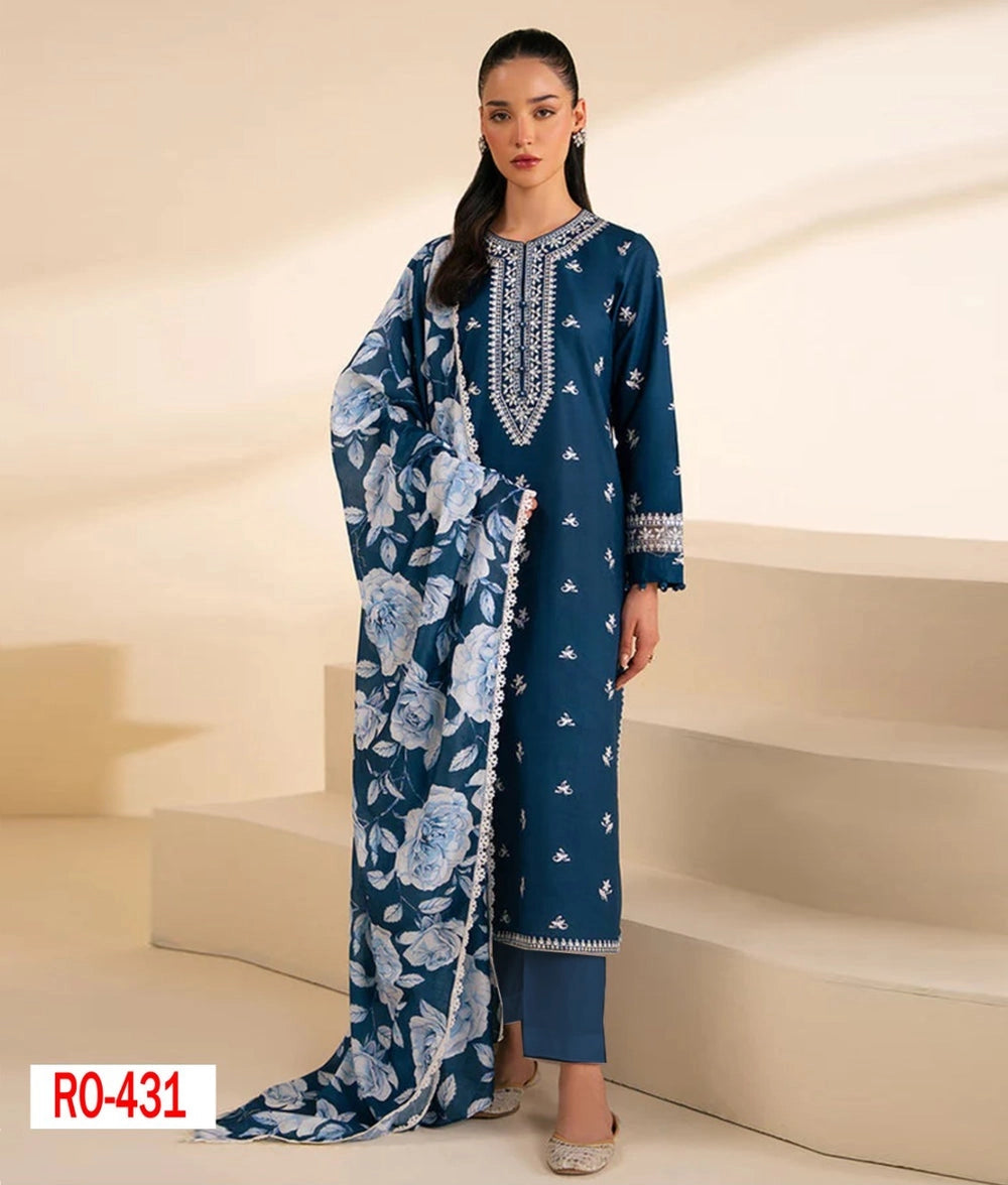 ZARA SHAH JAHAN - 3PC LAWN EMBROIDERED